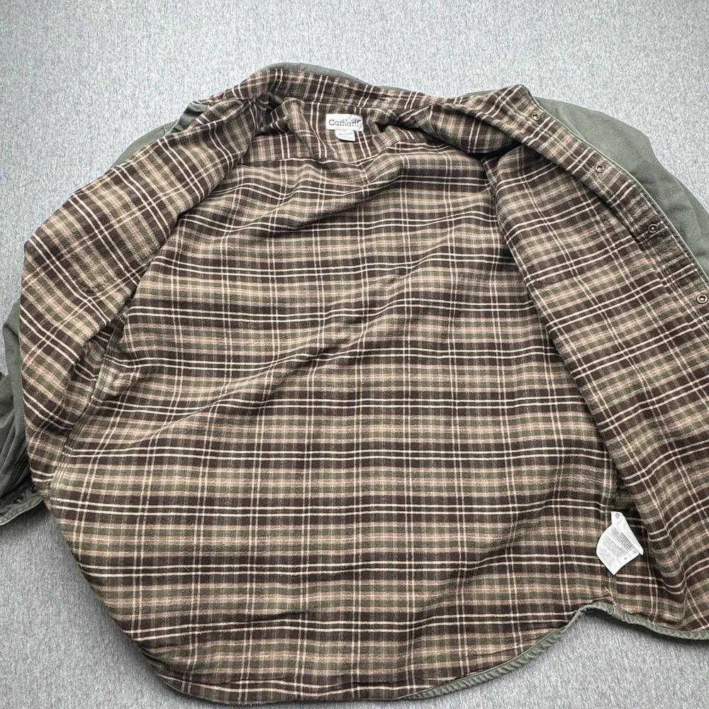 Carhartt S296 MOS Canvas Shirt Jacket Men's Large Moss Green‎ Flannel Lined